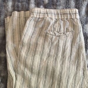 Tahari 100% Linen Black and White Striped Pants | Size L